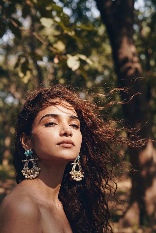 Noor Turquoise Chandbali Earrings