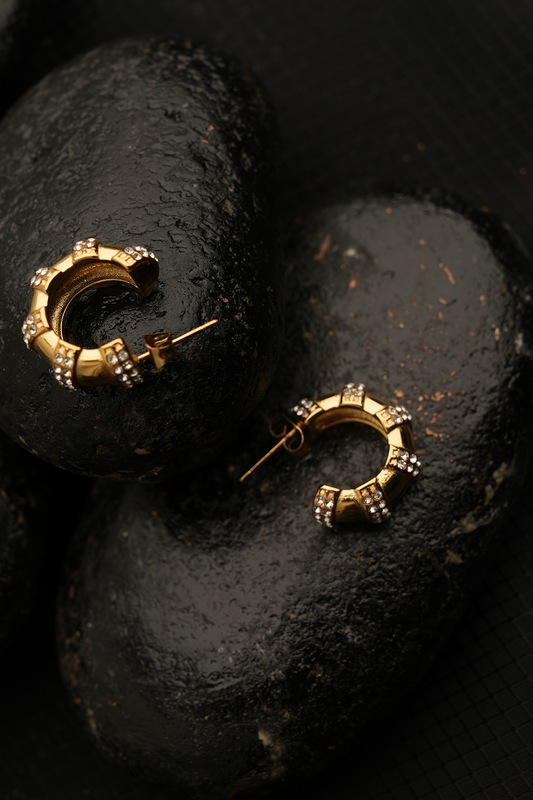 Crystal Noir Hoops