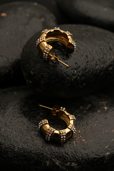 Crystal Noir Hoops