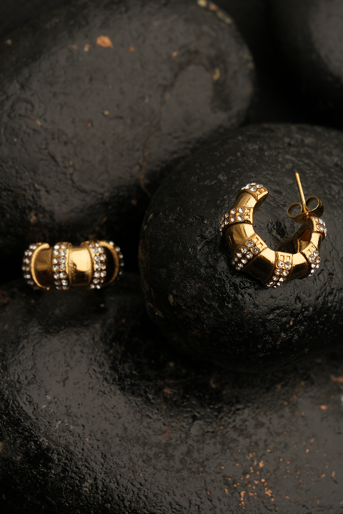 Crystal Noir Hoops
