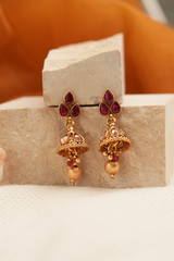 Ruby lace jhumkas