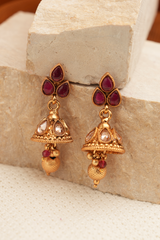 Ruby lace jhumkas