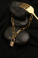 Golden lock charm necklace
