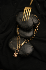 Golden lock charm necklace