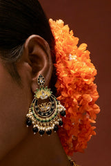 Nilofer Chandbali Earrings (Midnight Forest)
