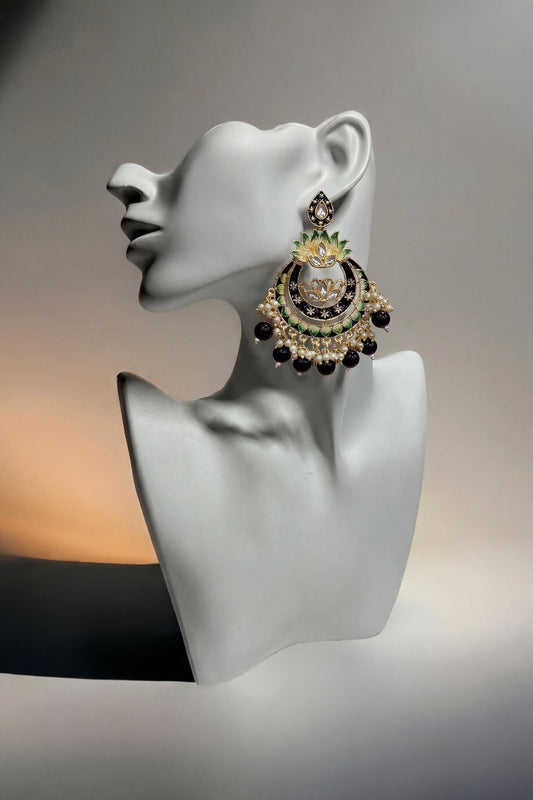 Nilofer Chandbali Earrings (Midnight Forest)